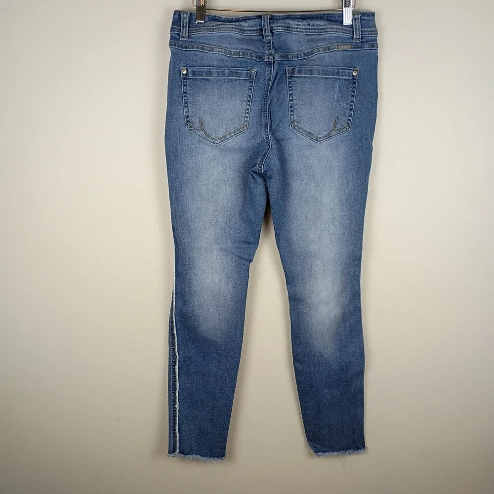 INC International Concepts Womens 10 Skinny Leg Distressed Patch Jeans Blue